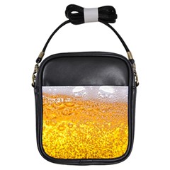 Liquid Bubble Drink Beer With Foam Texture Girls Sling Bag by Cemarart