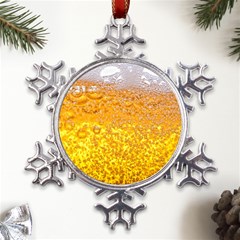 Liquid Bubble Drink Beer With Foam Texture Metal Large Snowflake Ornament by Cemarart