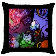 Graffiti Corazones Kingdom Saga Super Throw Pillow Case (black) by Cemarart