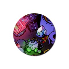 Graffiti Corazones Kingdom Saga Super Rubber Round Coaster (4 Pack) by Cemarart