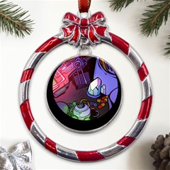 Graffiti Corazones Kingdom Saga Super Metal Red Ribbon Round Ornament by Cemarart