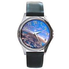 Earth Blue Galaxy Sky Space Round Metal Watch by Cemarart