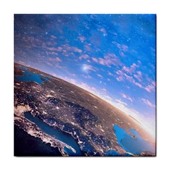 Earth Blue Galaxy Sky Space Tile Coaster by Cemarart