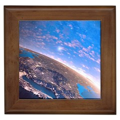 Earth Blue Galaxy Sky Space Framed Tile by Cemarart