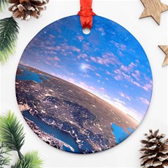 Earth Blue Galaxy Sky Space Ornament (round) by Cemarart