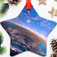 Earth Blue Galaxy Sky Space Ornament (star) by Cemarart