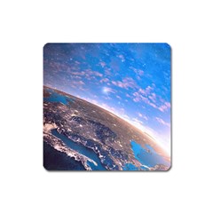 Earth Blue Galaxy Sky Space Square Magnet by Cemarart