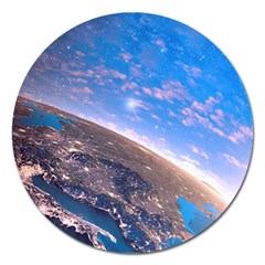 Earth Blue Galaxy Sky Space Magnet 5  (round) by Cemarart