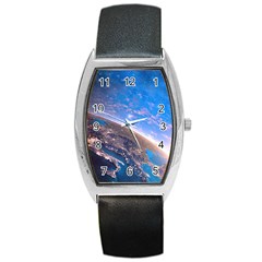 Earth Blue Galaxy Sky Space Barrel Style Metal Watch by Cemarart