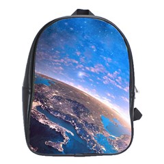 Earth Blue Galaxy Sky Space School Bag (large) by Cemarart