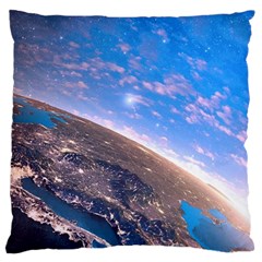 Earth Blue Galaxy Sky Space Large Cushion Case (one Side) by Cemarart