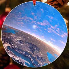 Earth Blue Galaxy Sky Space Uv Print Acrylic Ornament Round by Cemarart