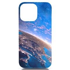 Earth Blue Galaxy Sky Space Iphone 14 Pro Max Black Uv Print Case by Cemarart