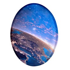 Earth Blue Galaxy Sky Space Oval Glass Fridge Magnet (4 Pack) by Cemarart