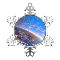 Earth Blue Galaxy Sky Space Metal Small Snowflake Ornament