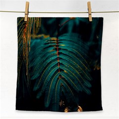 Dark Green Leaves Leaf Face Towel by Cemarart