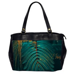 Dark Green Leaves Leaf Oversize Office Handbag (2 Sides) by Cemarart