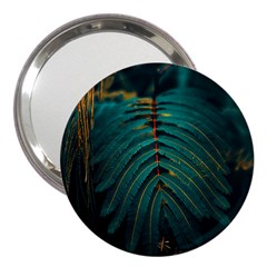 Dark Green Leaves Leaf 3  Handbag Mirrors by Cemarart