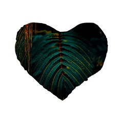 Dark Green Leaves Leaf Standard 16  Premium Heart Shape Cushions by Cemarart