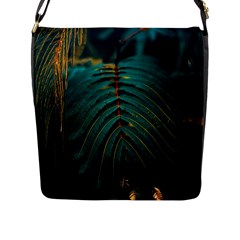 Dark Green Leaves Leaf Flap Closure Messenger Bag (l)