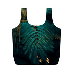 Dark Green Leaves Leaf Full Print Recycle Bag (m) by Cemarart