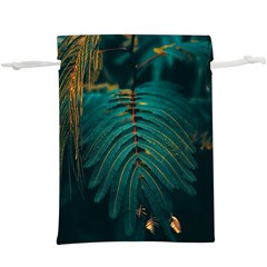 Dark Green Leaves Leaf Lightweight Drawstring Pouch (xl)