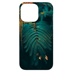 Dark Green Leaves Leaf Iphone 14 Pro Max Black Uv Print Case by Cemarart