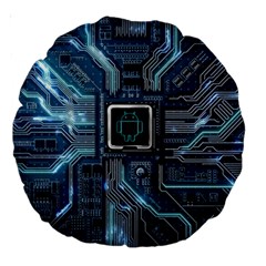 Circuit Board Motherboard Large 18  Premium Round Cushions by Cemarart