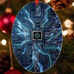 Circuit Board Motherboard Uv Print Acrylic Ornament Oval by Cemarart