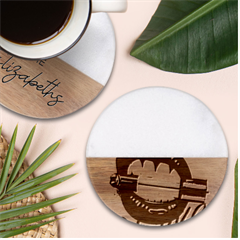 Adobe Express 20220717 1721280 9235749027681339 Fashion-printed-clothing-accessories (1) Classic Marble Wood Coaster (round)  by sunkissedallure