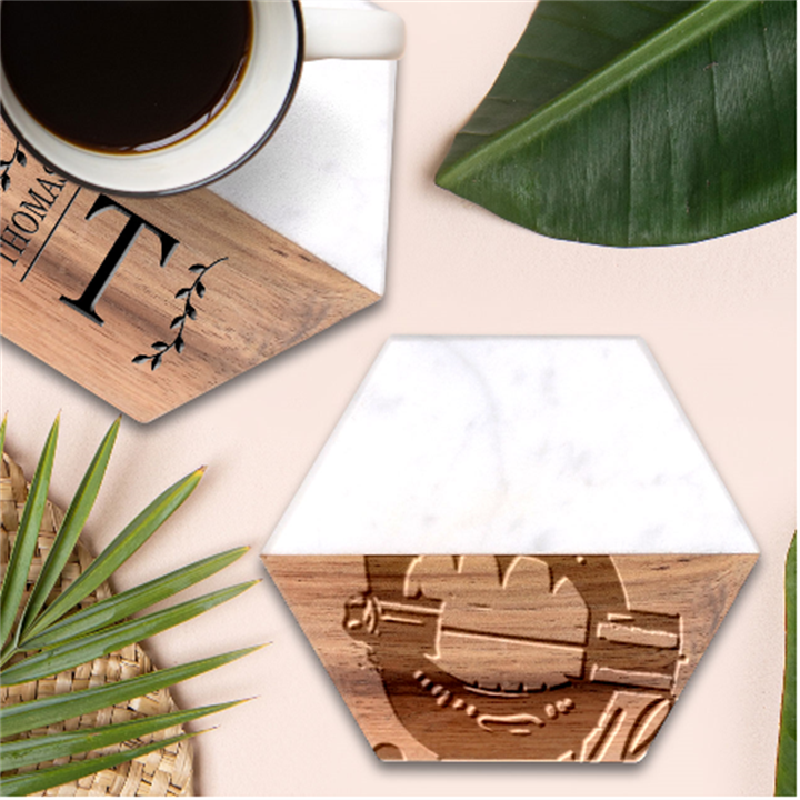 Adobe Express 20220717 1721280 9235749027681339 Fashion-printed-clothing-accessories (1) Marble Wood Coaster (Hexagon) 