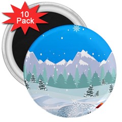 Snowman Orest Snowflakes 3  Magnets (10 Pack)  by Hannah976