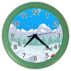 Snowman Orest Snowflakes Color Wall Clock by Hannah976