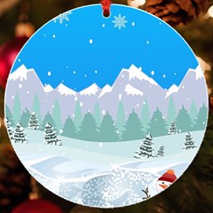 Snowman Orest Snowflakes Uv Print Acrylic Ornament Round by Hannah976