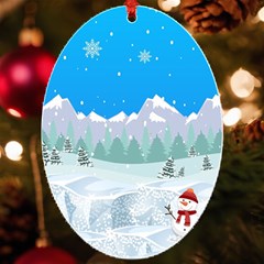 Snowman Orest Snowflakes Uv Print Acrylic Ornament Oval