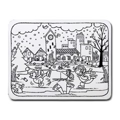 Colouring Page Winter City Skating Small Mousepad by Hannah976