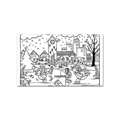 Colouring Page Winter City Skating Sticker (rectangular) by Hannah976