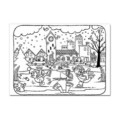 Colouring Page Winter City Skating Sticker A4 (10 Pack) by Hannah976