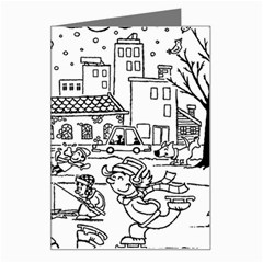 Colouring Page Winter City Skating Greeting Card by Hannah976