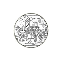 Colouring Page Winter City Skating Hat Clip Ball Marker