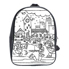 Colouring Page Winter City Skating School Bag (large)