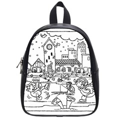 Colouring Page Winter City Skating School Bag (small) by Hannah976