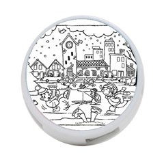 Colouring Page Winter City Skating 4-port Usb Hub (one Side) by Hannah976