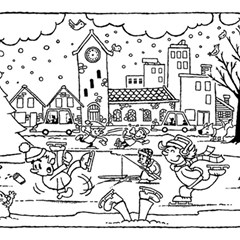 Colouring Page Winter City Skating Play Mat (rectangle) by Hannah976