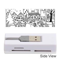 Colouring Page Winter City Skating Memory Card Reader (stick) by Hannah976