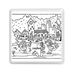 Colouring Page Winter City Skating Memory Card Reader (square) by Hannah976