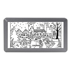 Colouring Page Winter City Skating Memory Card Reader (mini) by Hannah976