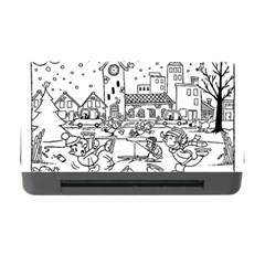 Colouring Page Winter City Skating Memory Card Reader With Cf by Hannah976