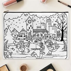 Colouring Page Winter City Skating Cosmetic Bag (xxxl) by Hannah976