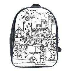 Colouring Page Winter City Skating School Bag (xl) by Hannah976